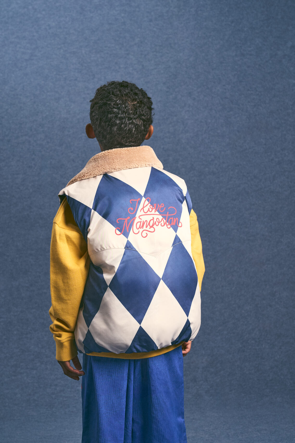 HARLEQUIN VEST BLUE/IVORY