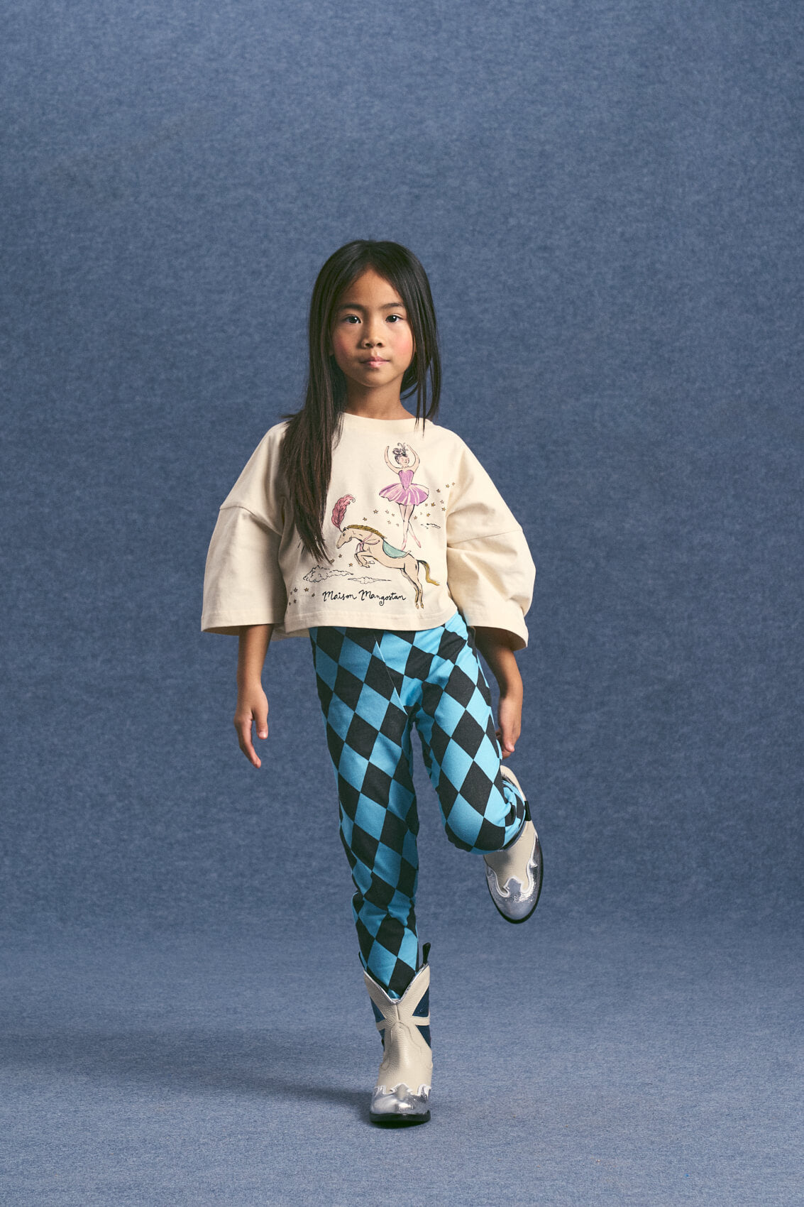 HARLEQUIN LEGGING GREY/BLUE