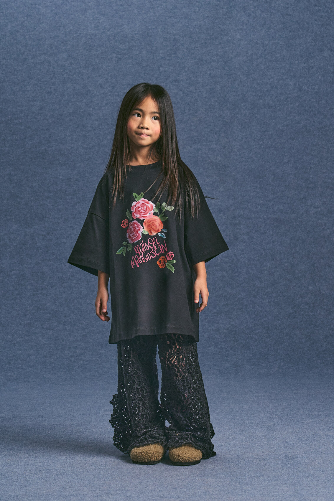 CHENILLE LACE TROUSERS BLACK