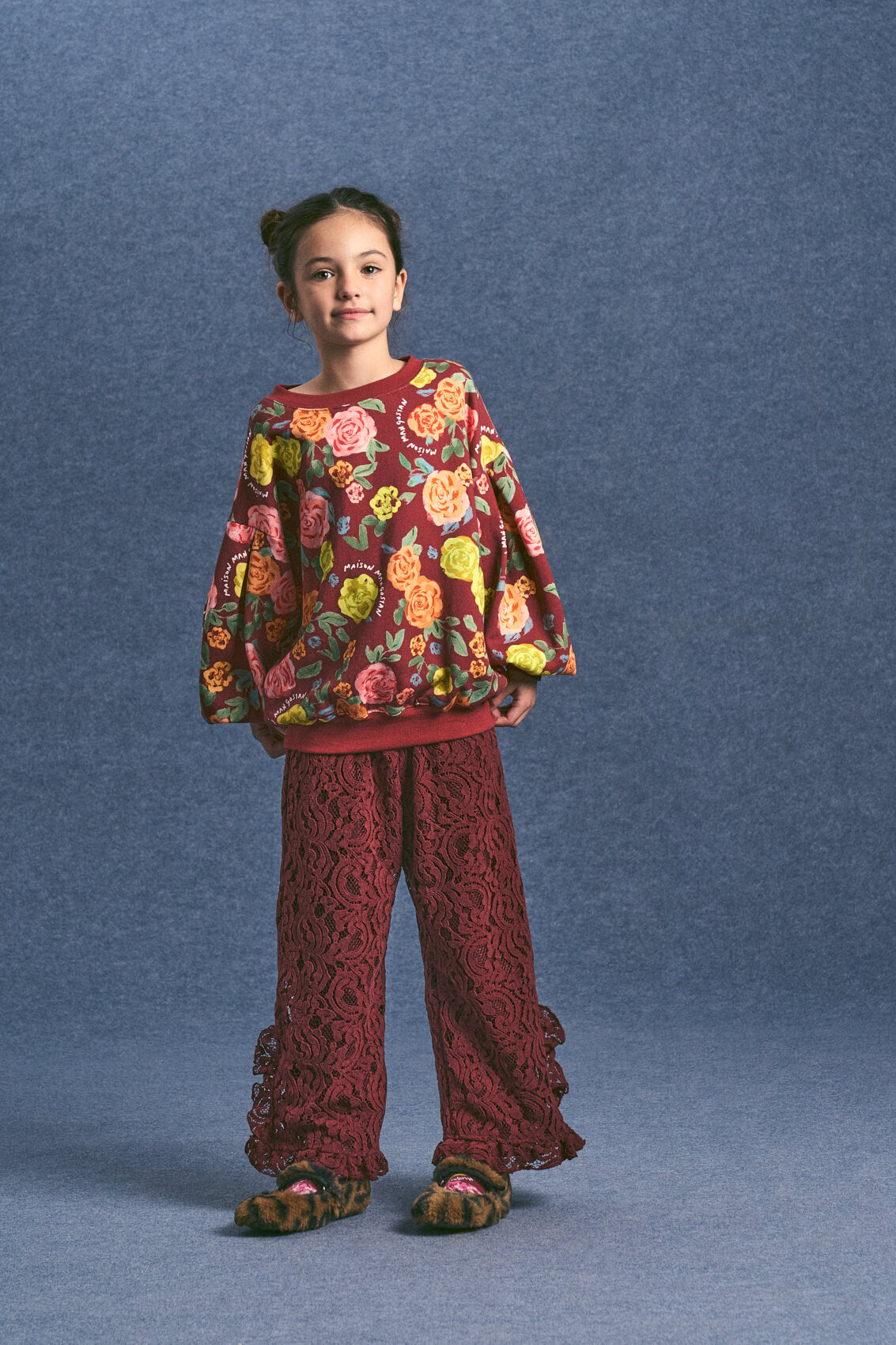 CHENILLE LACE TROUSERS BURGUNDY