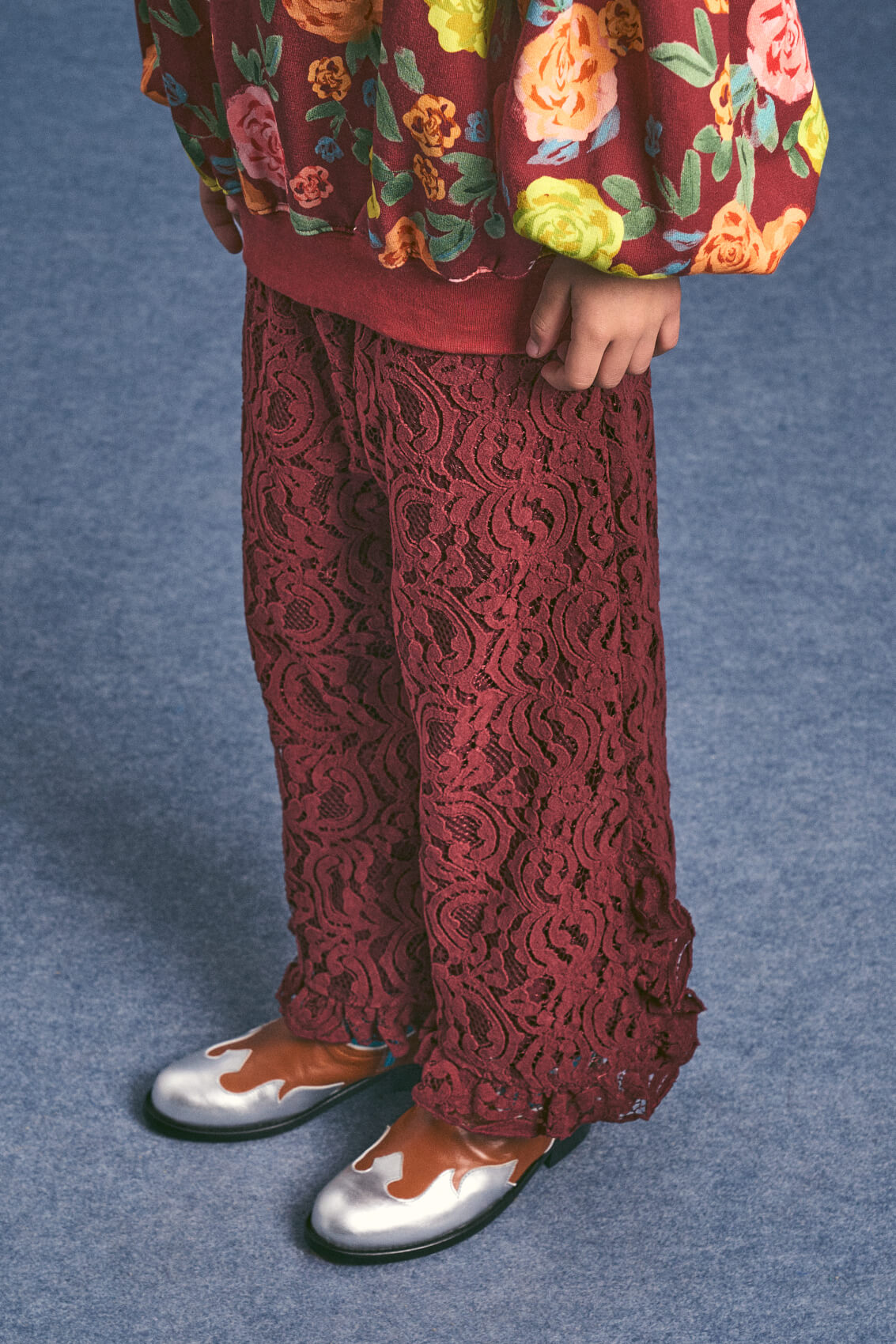 CHENILLE LACE TROUSERS BURGUNDY
