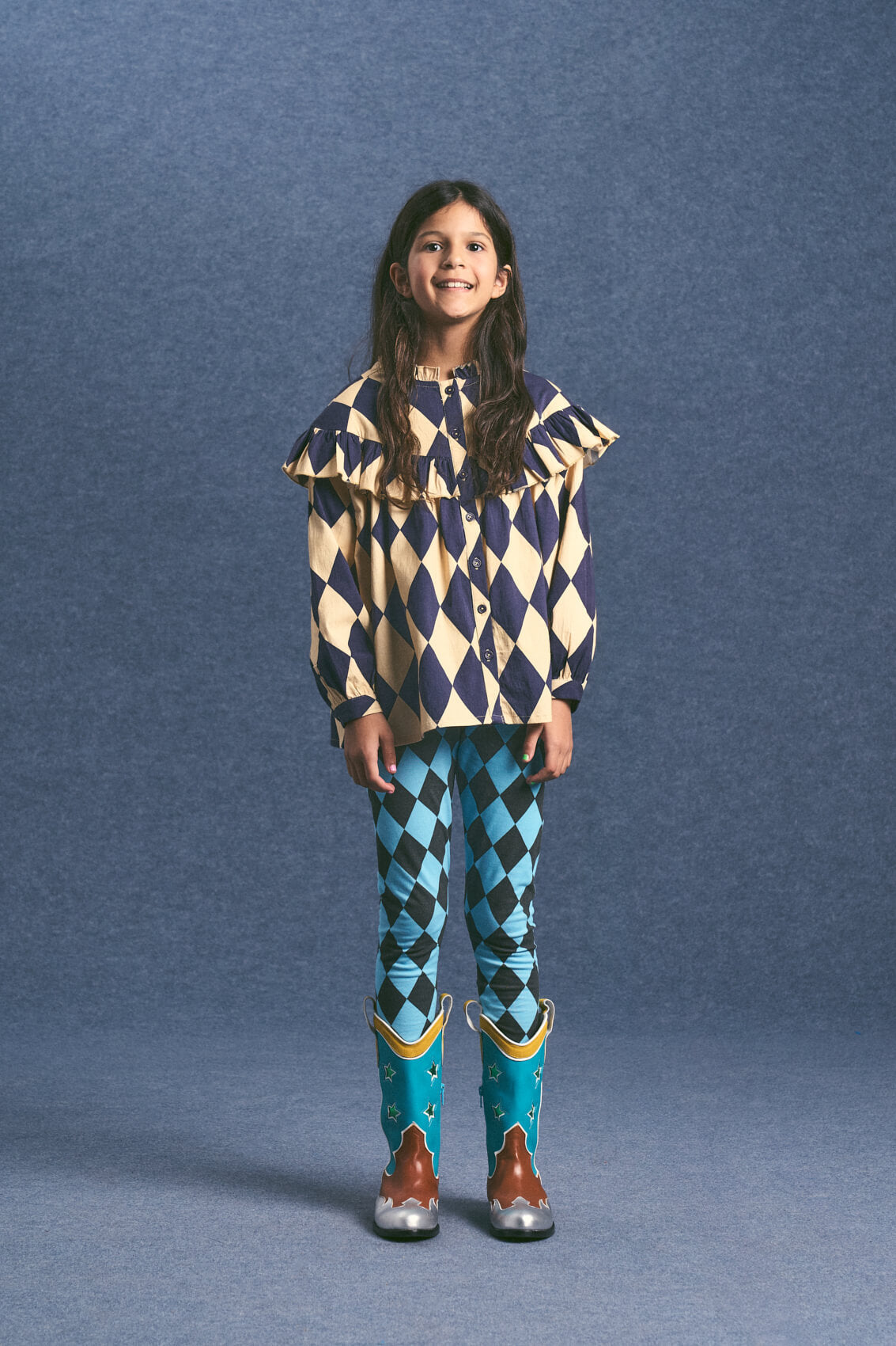 HARLEQUIN LEGGING GREY/BLUE