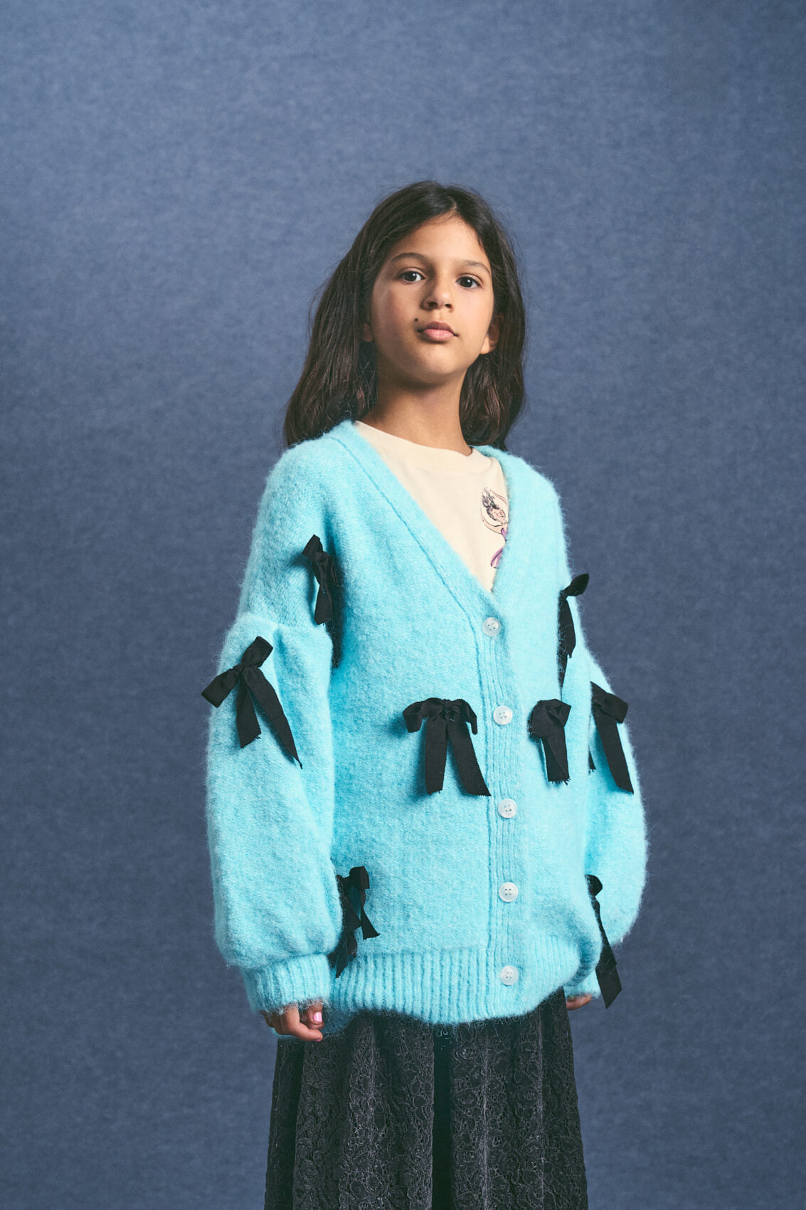 BOW KNIT CARDIGAN SKY BLUE