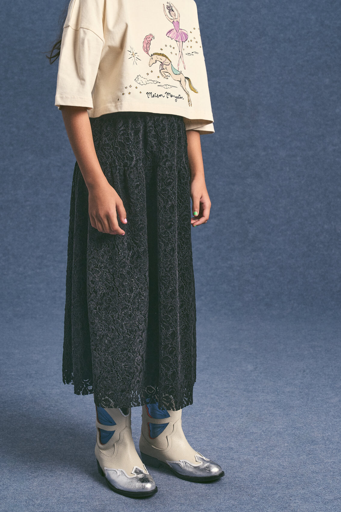 CHENILLE LACE SKIRT BLACK