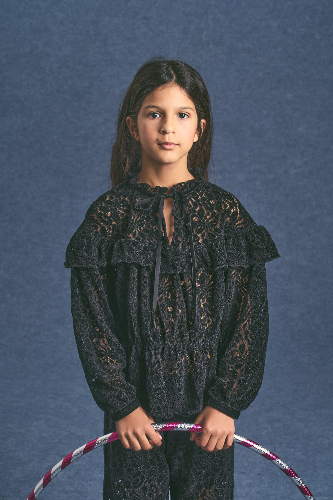 CHENILLE LACE TOP BLACK