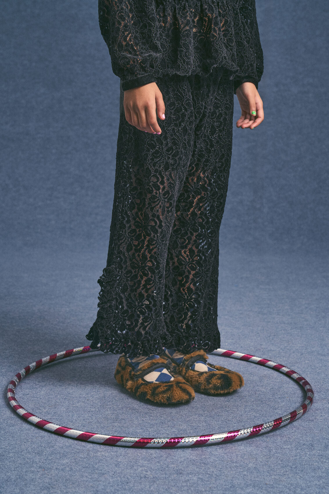 CHENILLE LACE TROUSERS BLACK