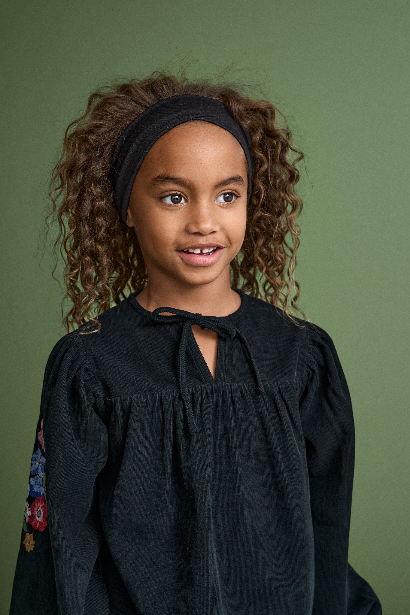 FLORECITAS MICROCORDUROY TOP BLACK