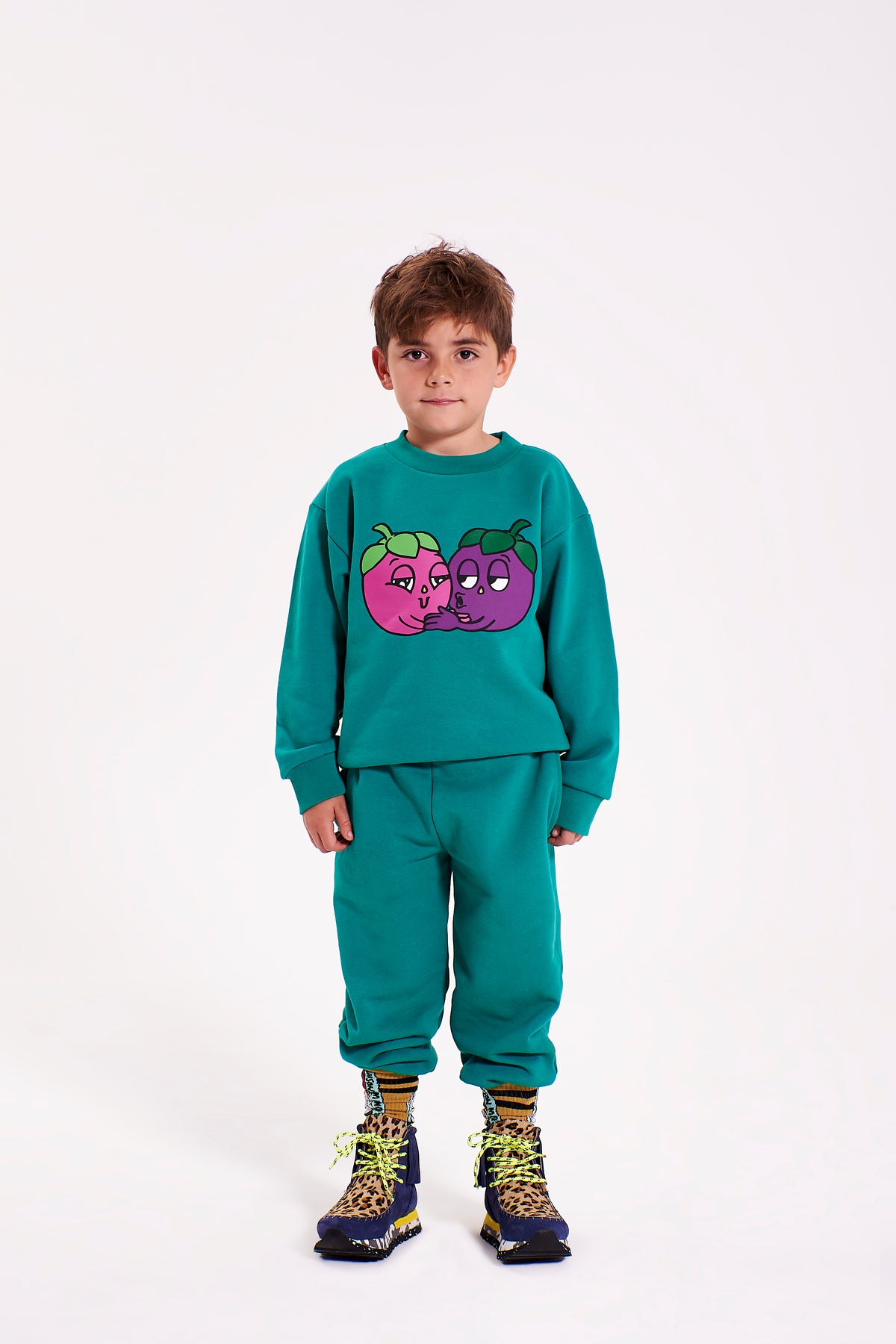 Sweatshirt mit Aufdruck „Küsse“ Grün