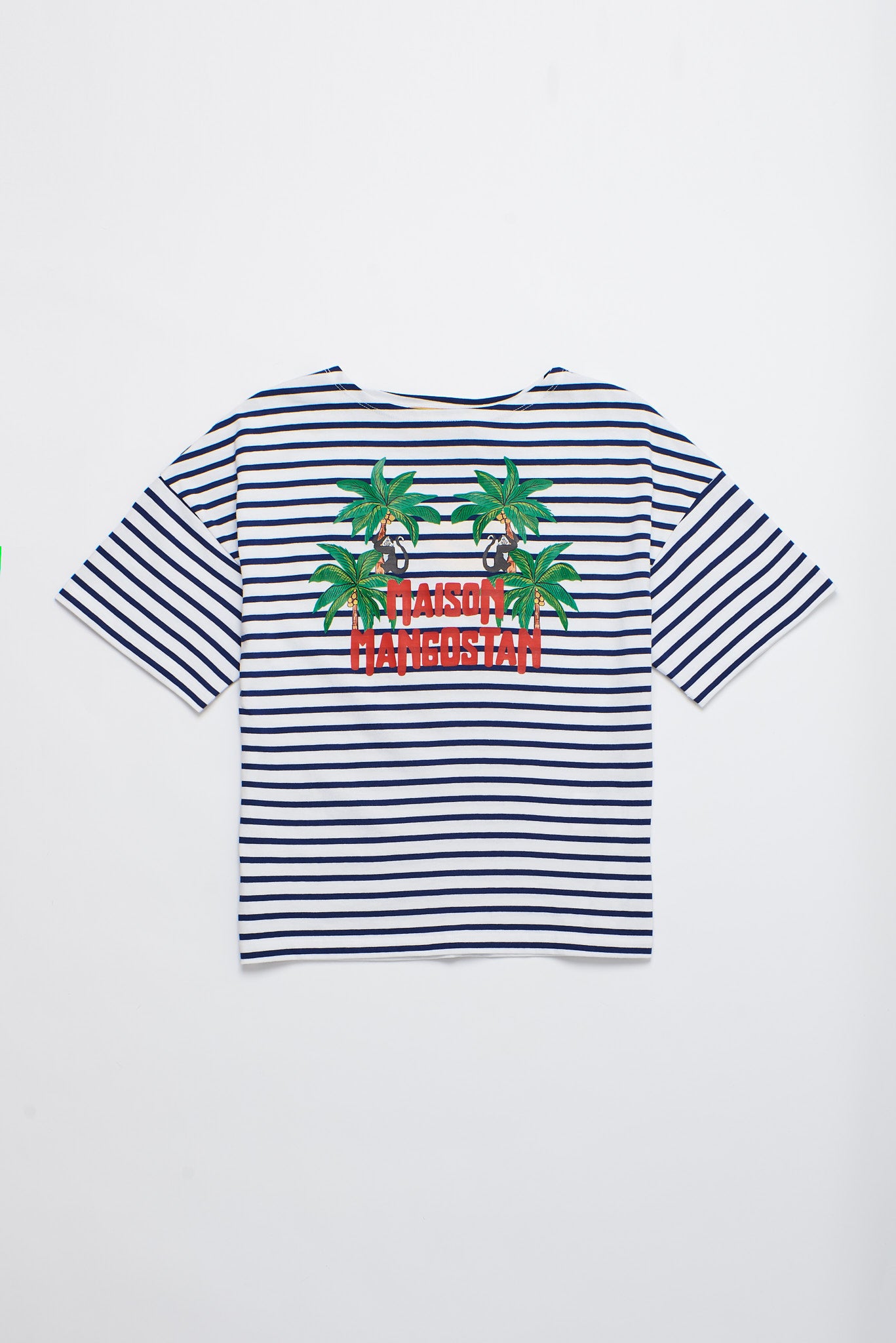 T-SHIRT MIT AFFENSTREIFEN WEISS/MARINEBLAU