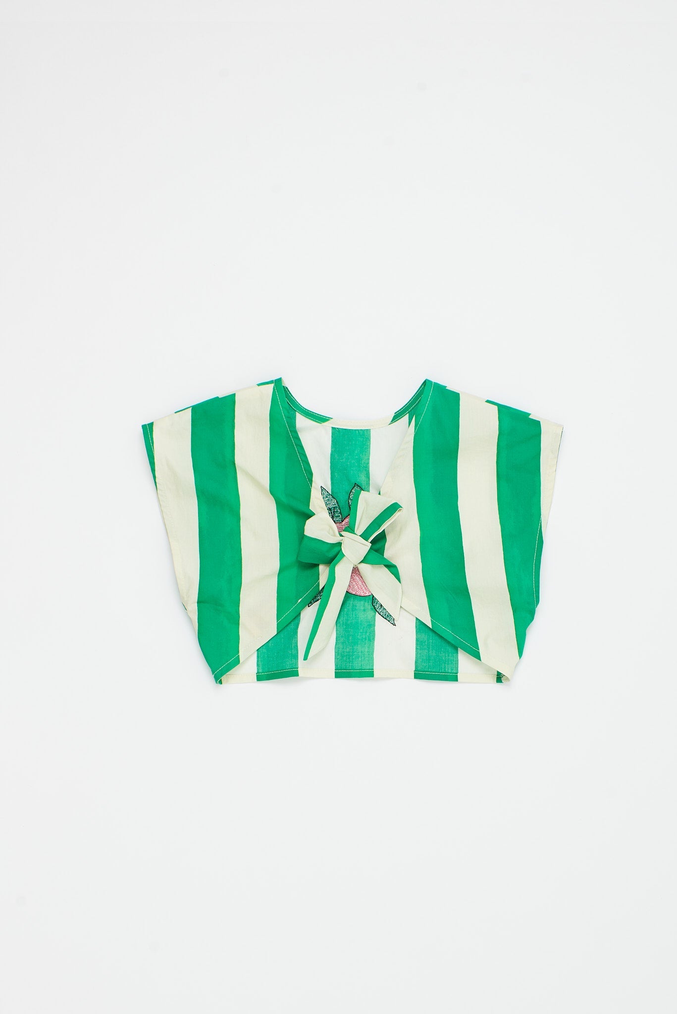 FLOWERS STRIPES TOP WHITE/GREEN