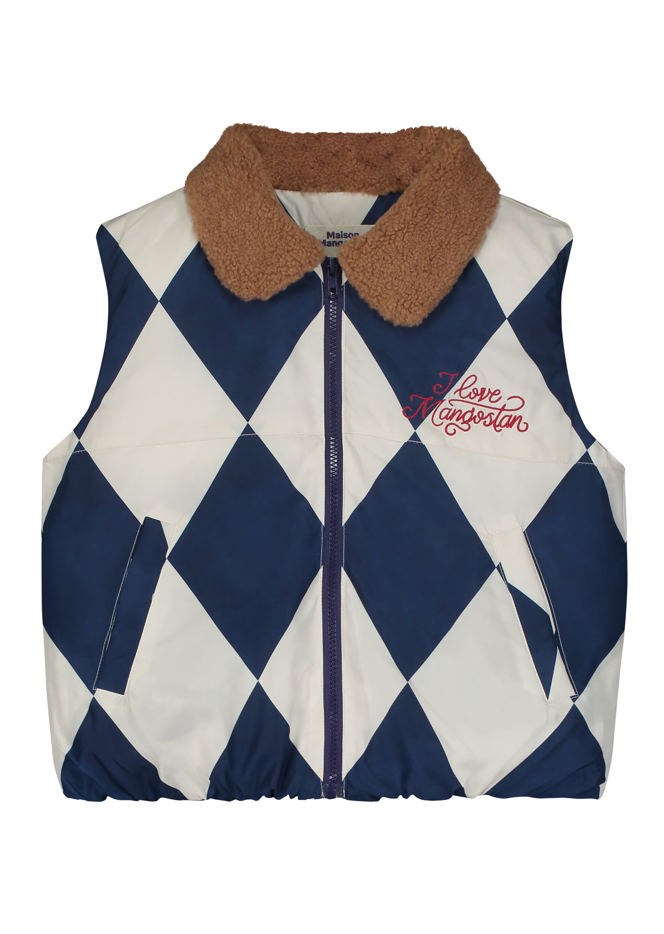 HARLEQUIN VEST BLUE/IVORY