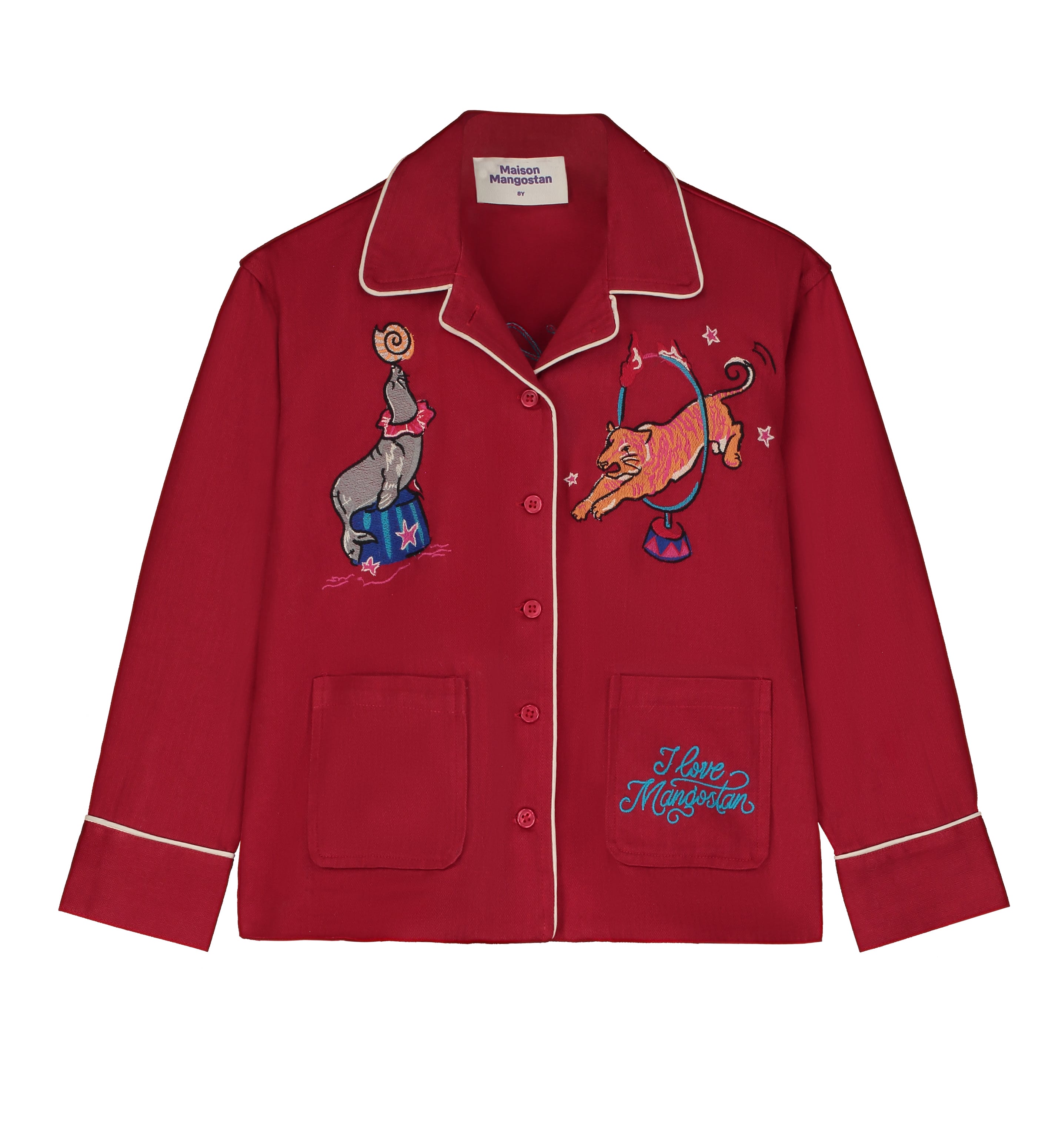 CIRCUS EMBROIDERY SHIRT BURGUNDY