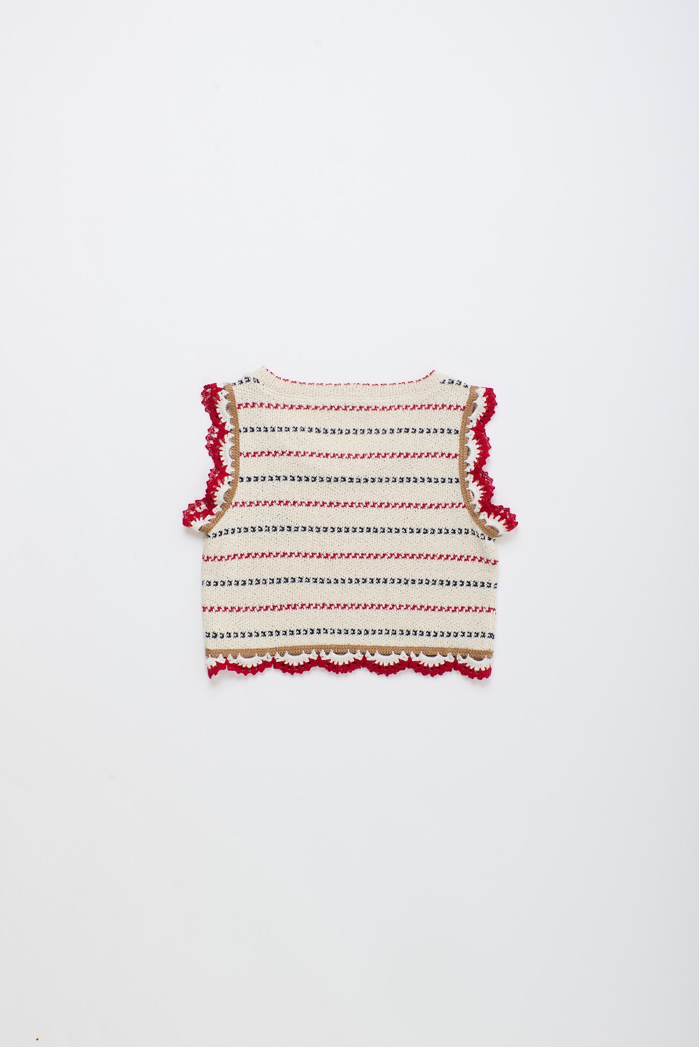 BARCOS KNIT TOP OFF WHITE / RED