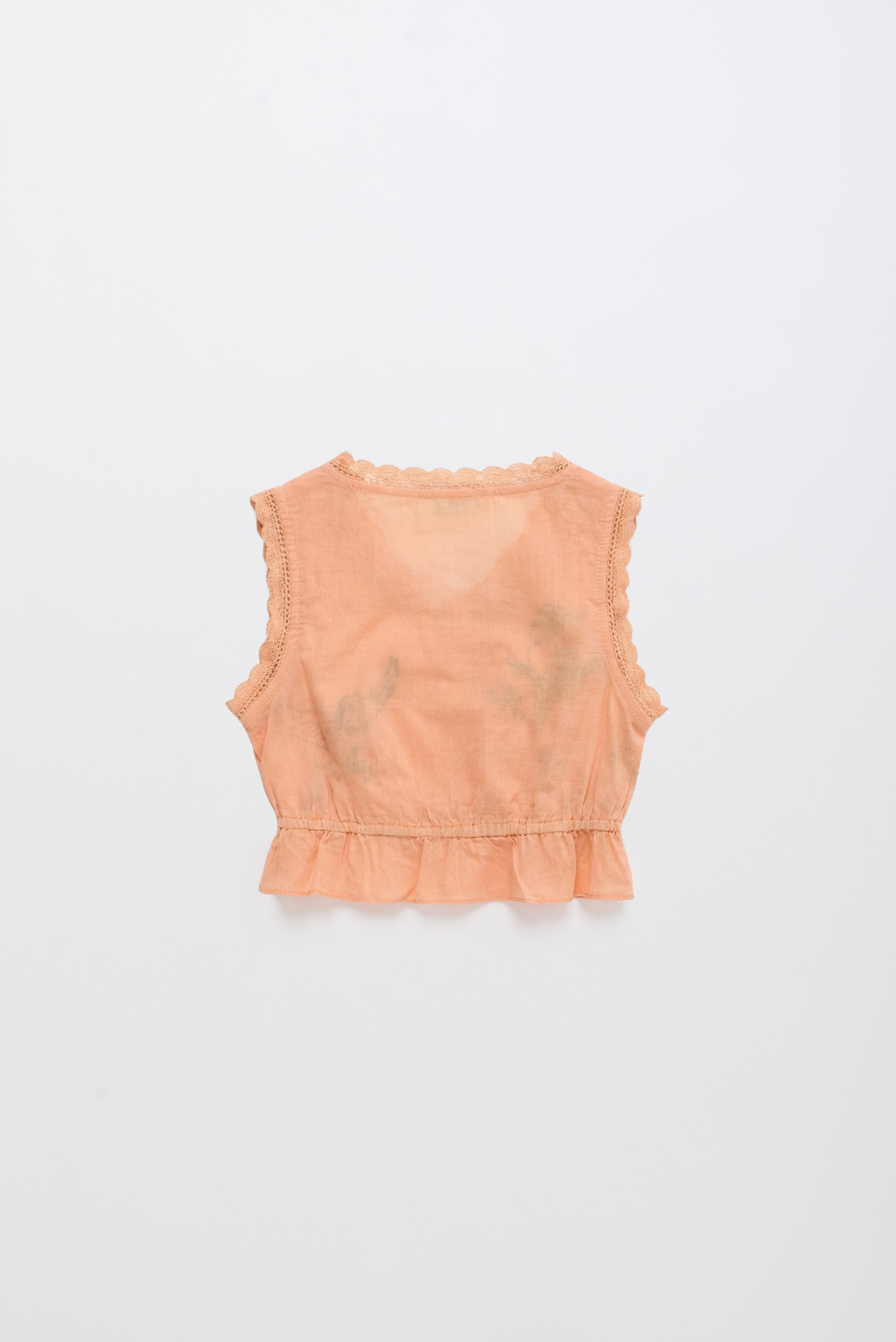 BIRDS EMBROIDERED TOP PEACH