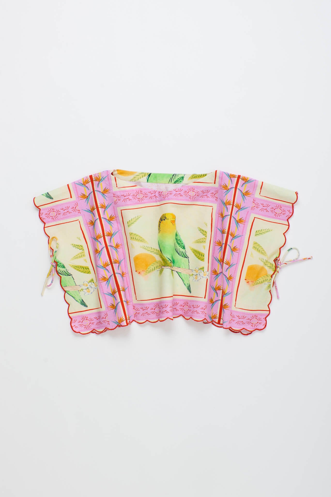 BIRDS PATCHWORK TOP BLUSH