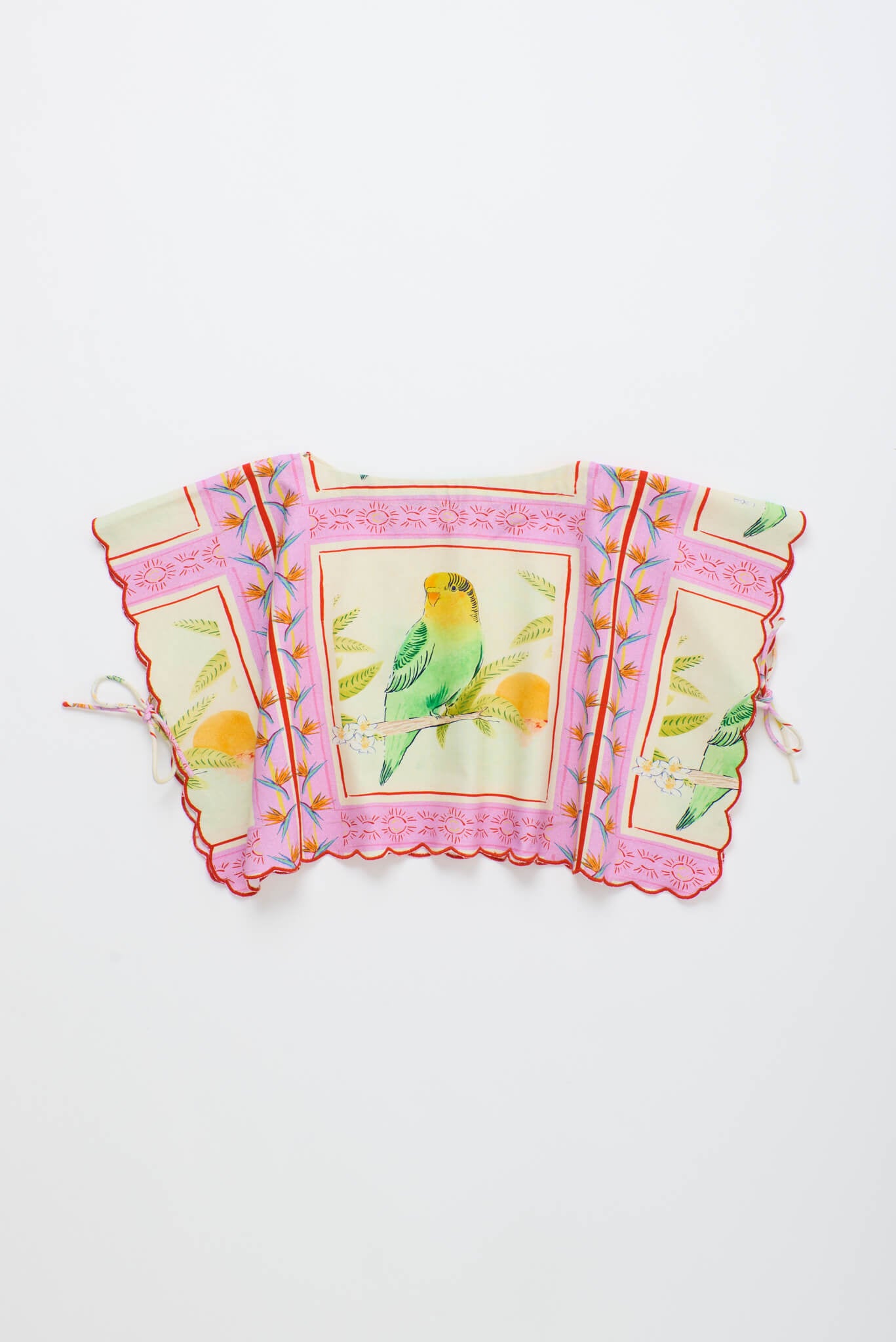 BIRDS PATCHWORK TOP BLUSH