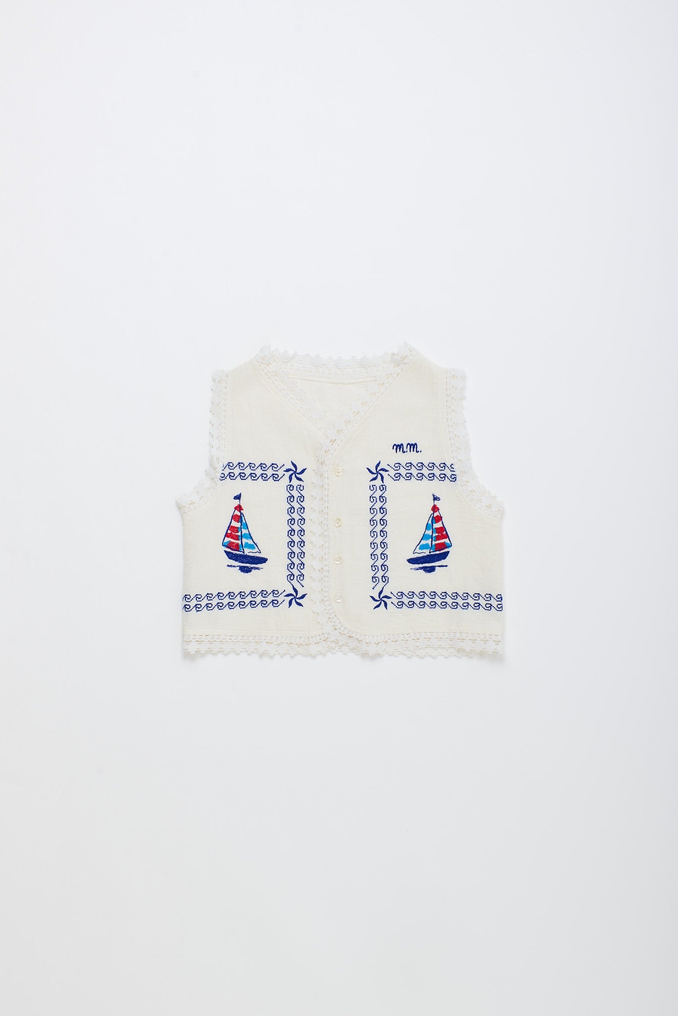 BARCOS EMBROIDERED VEST TOP WHITE