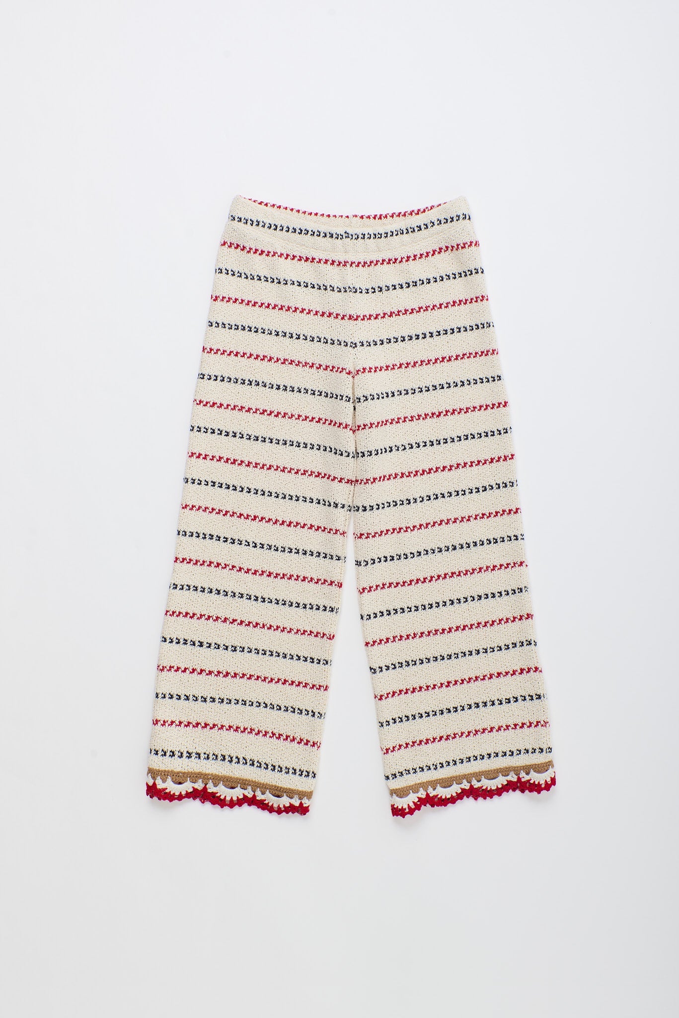 BARCOS KNIT PANTS OFF WHITE / RED