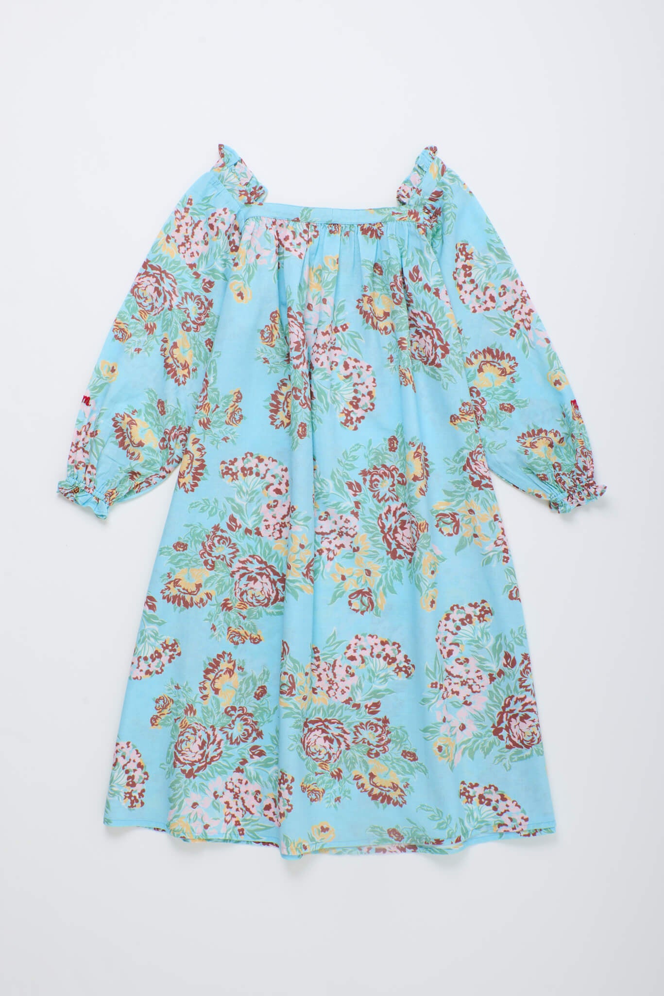 VINTAGE FLOWERS DRESS WITH PUFFY SLEEVES MINT