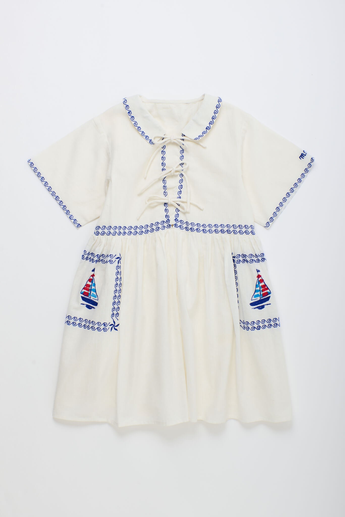 BARCOS EMBROIDERED DRESS WHITE