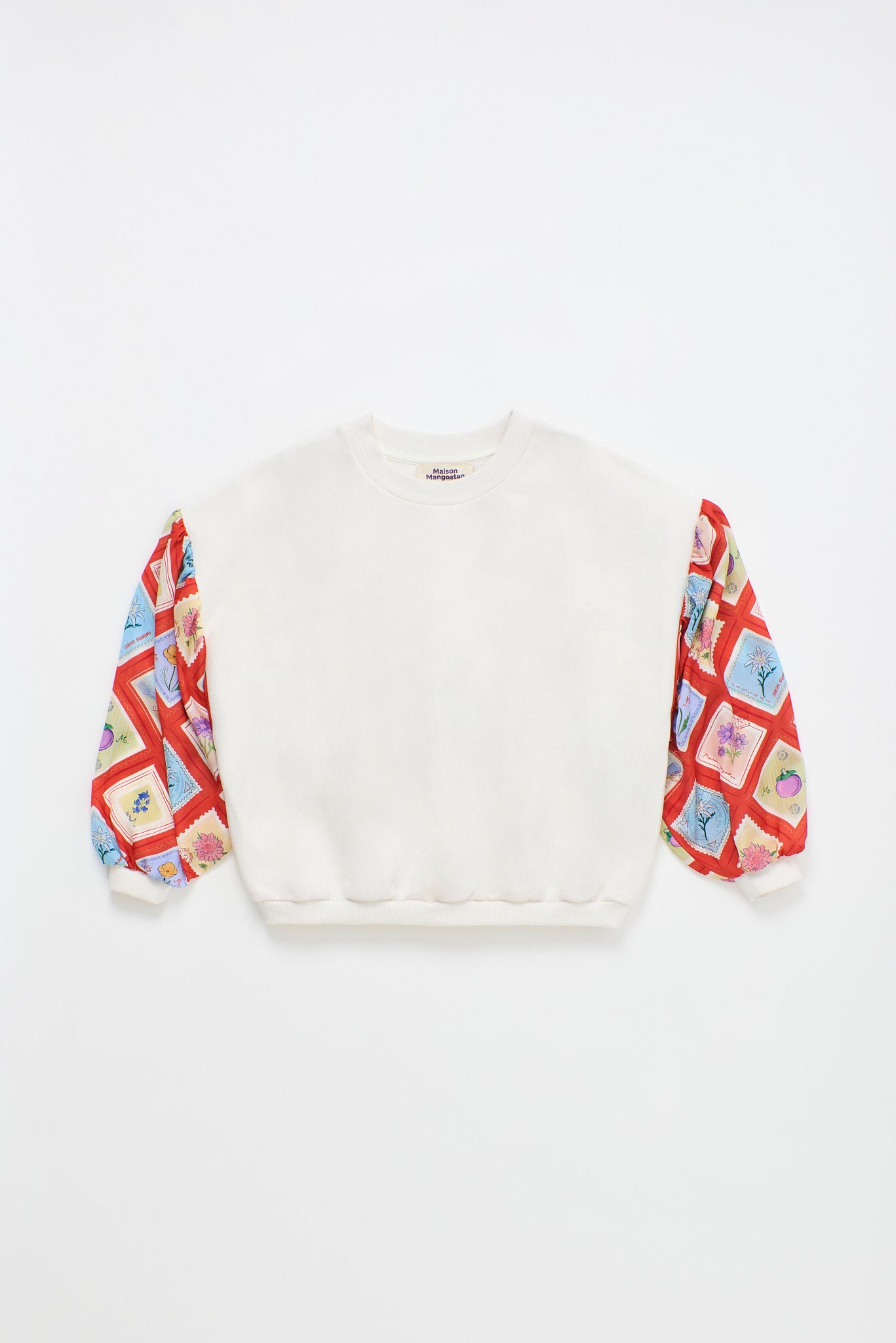 POSTCARD SATIN SLEEVES SWEATSHIRT CLOUDY WHITE