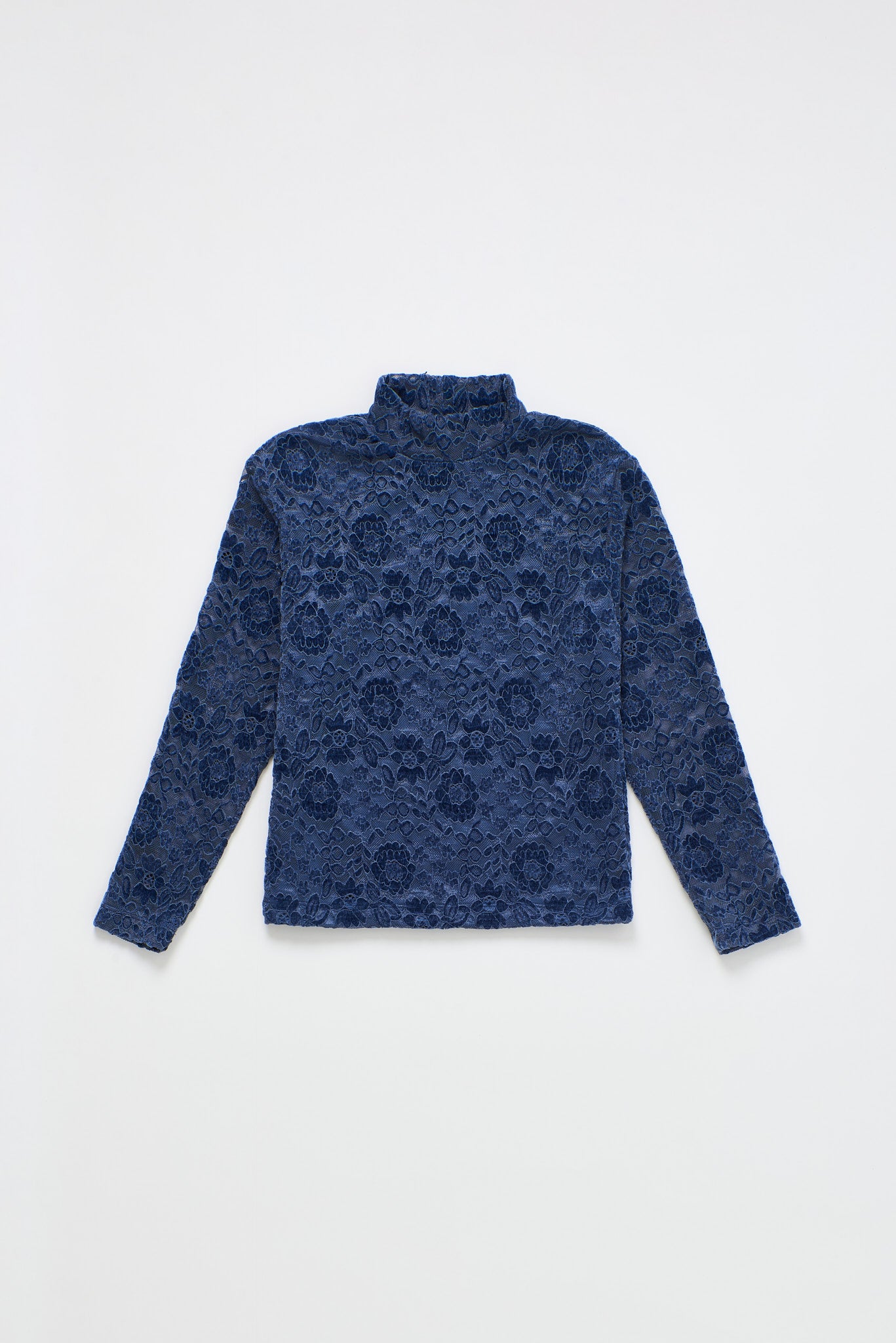 LACE FLOWERS TURTLE TOP BLUE
