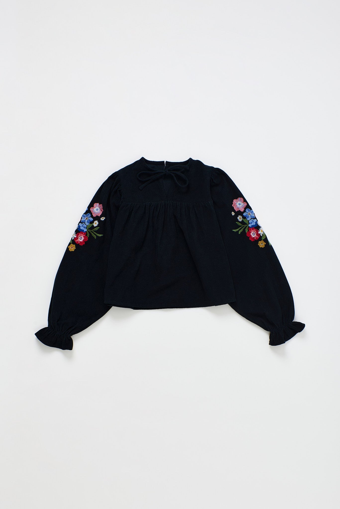FLORECITAS MICROCORDUROY TOP BLACK