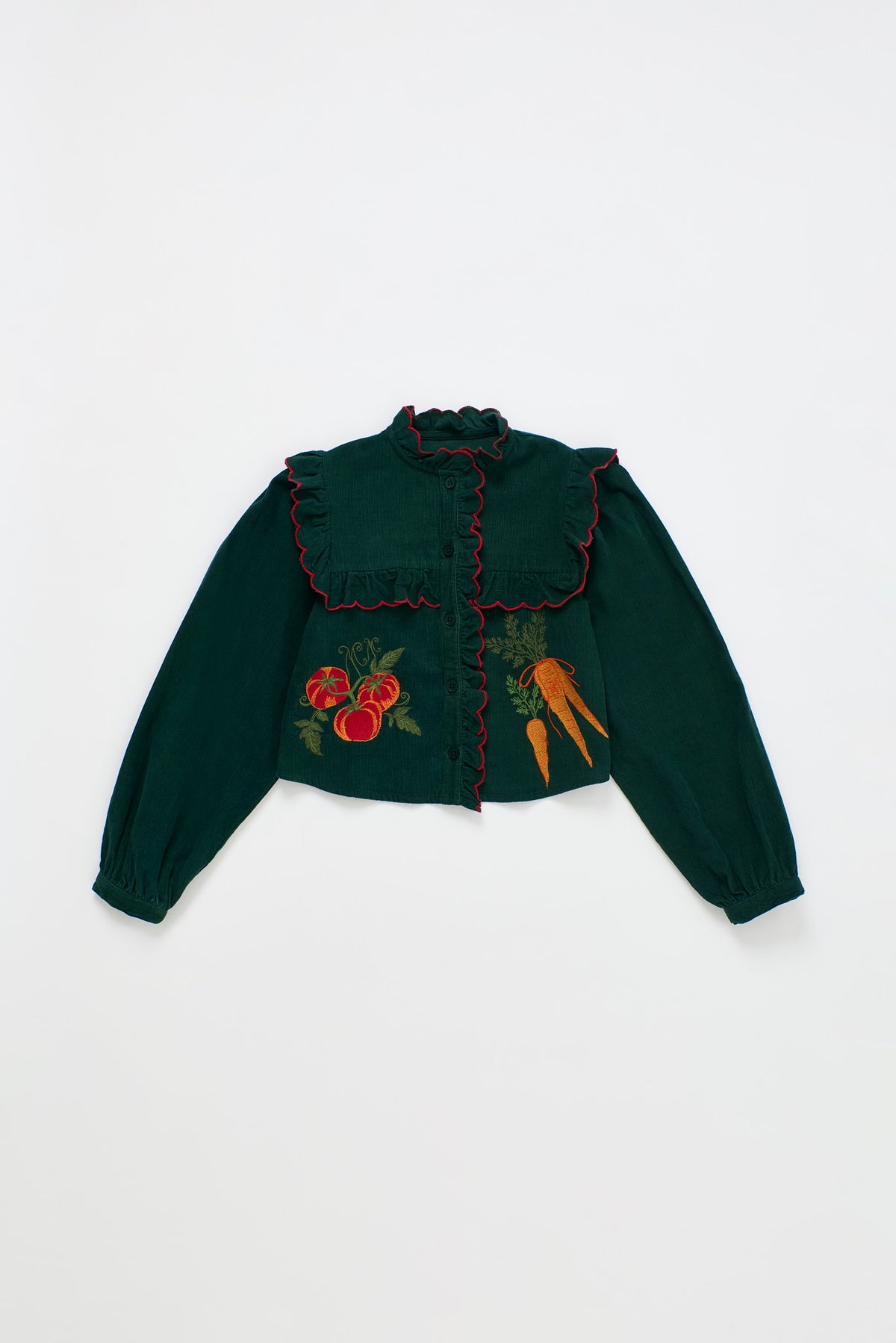 VEGETABLES MICROCORDUROY EMBROIDERY SHIRT GREEN