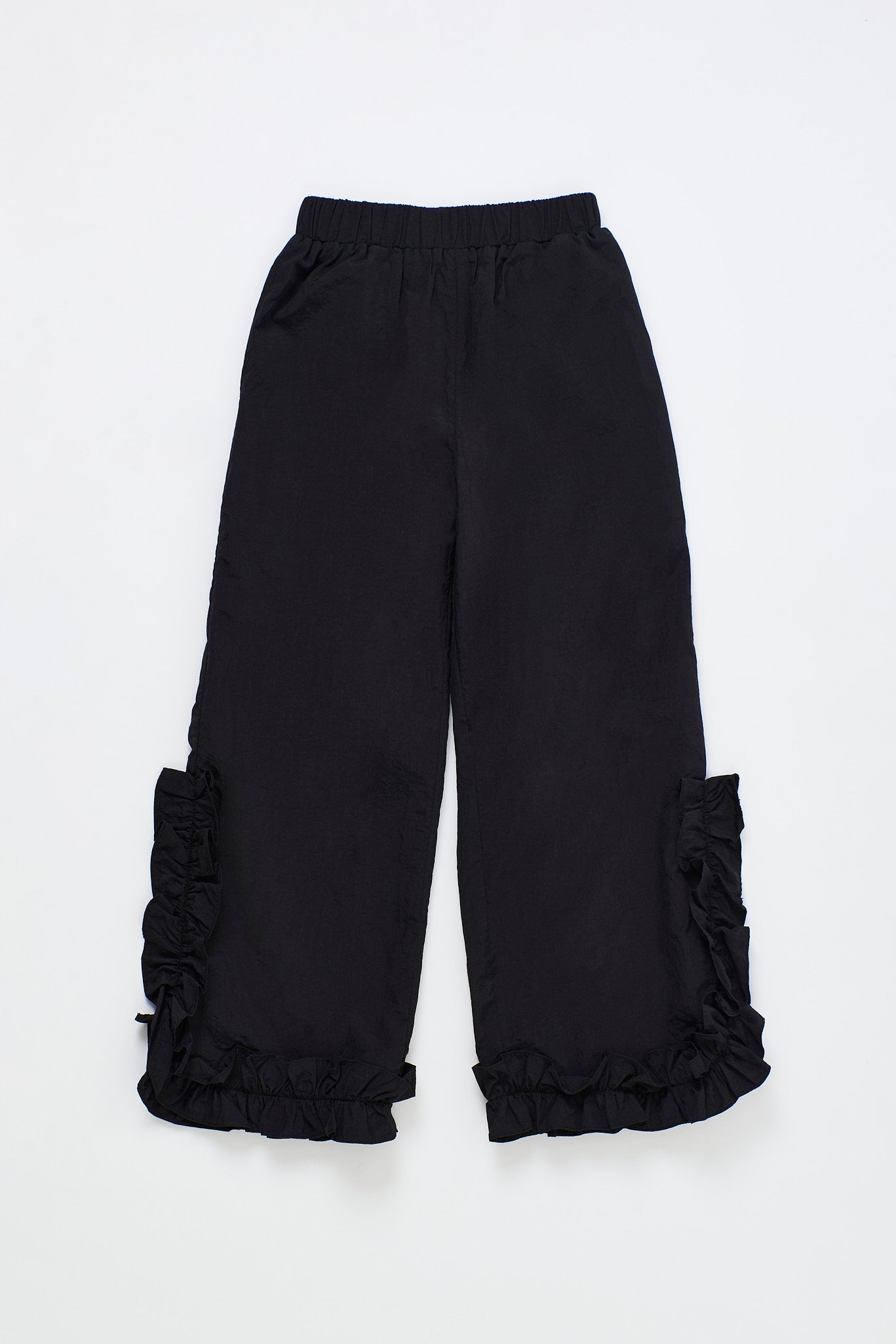 RUFFLES NYLON PANT BLACK