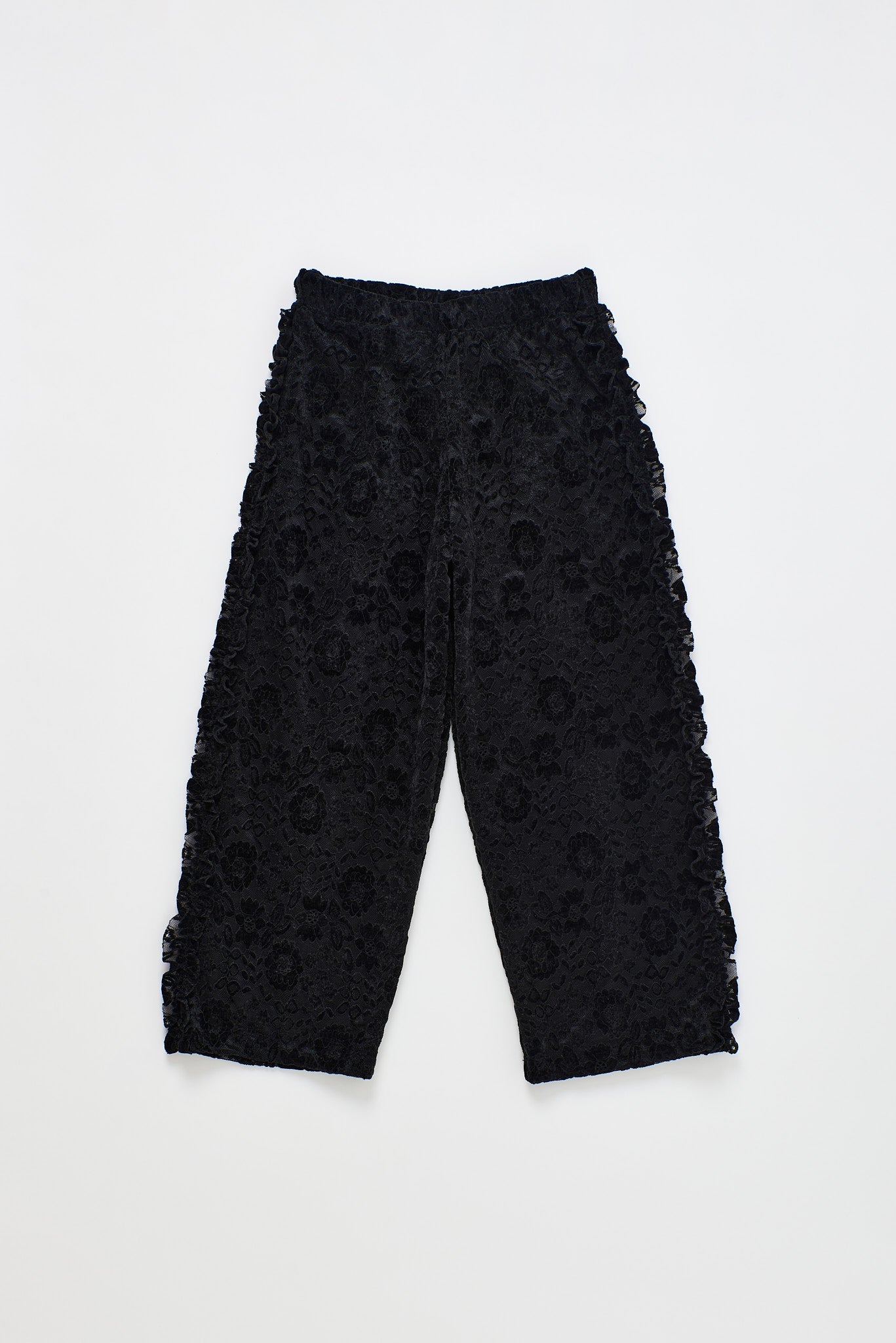 LACE FLOWERS PANTS BLACK