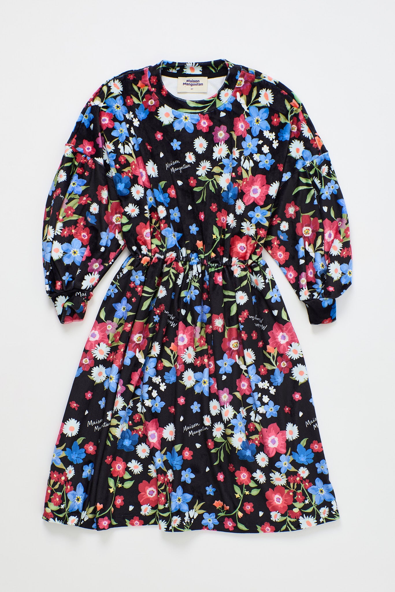 VELVET FLORECITAS DRESS BLACK
