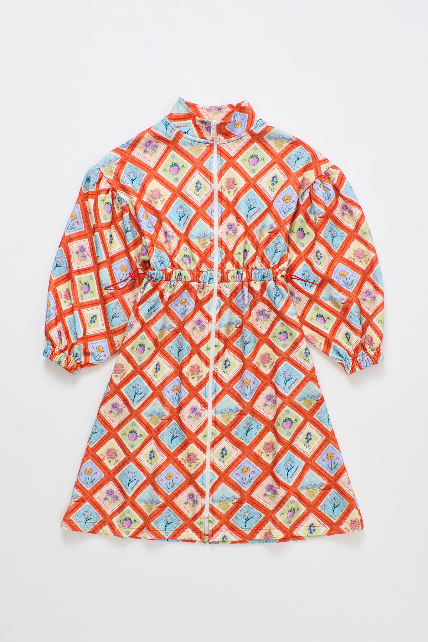 POSTCARD QUILTED DRESS RED