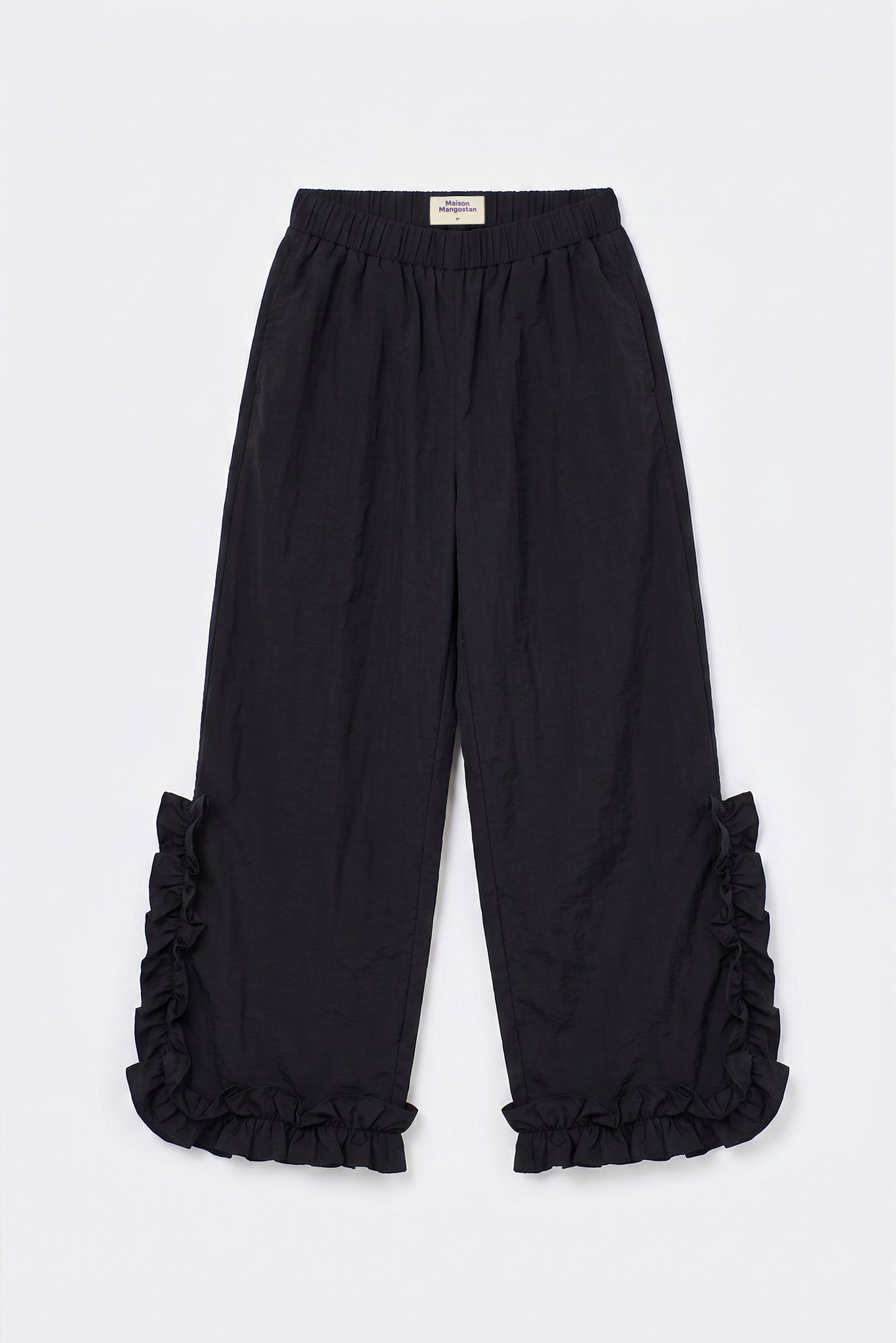 RUFFLES NYLON PANT BLACK
