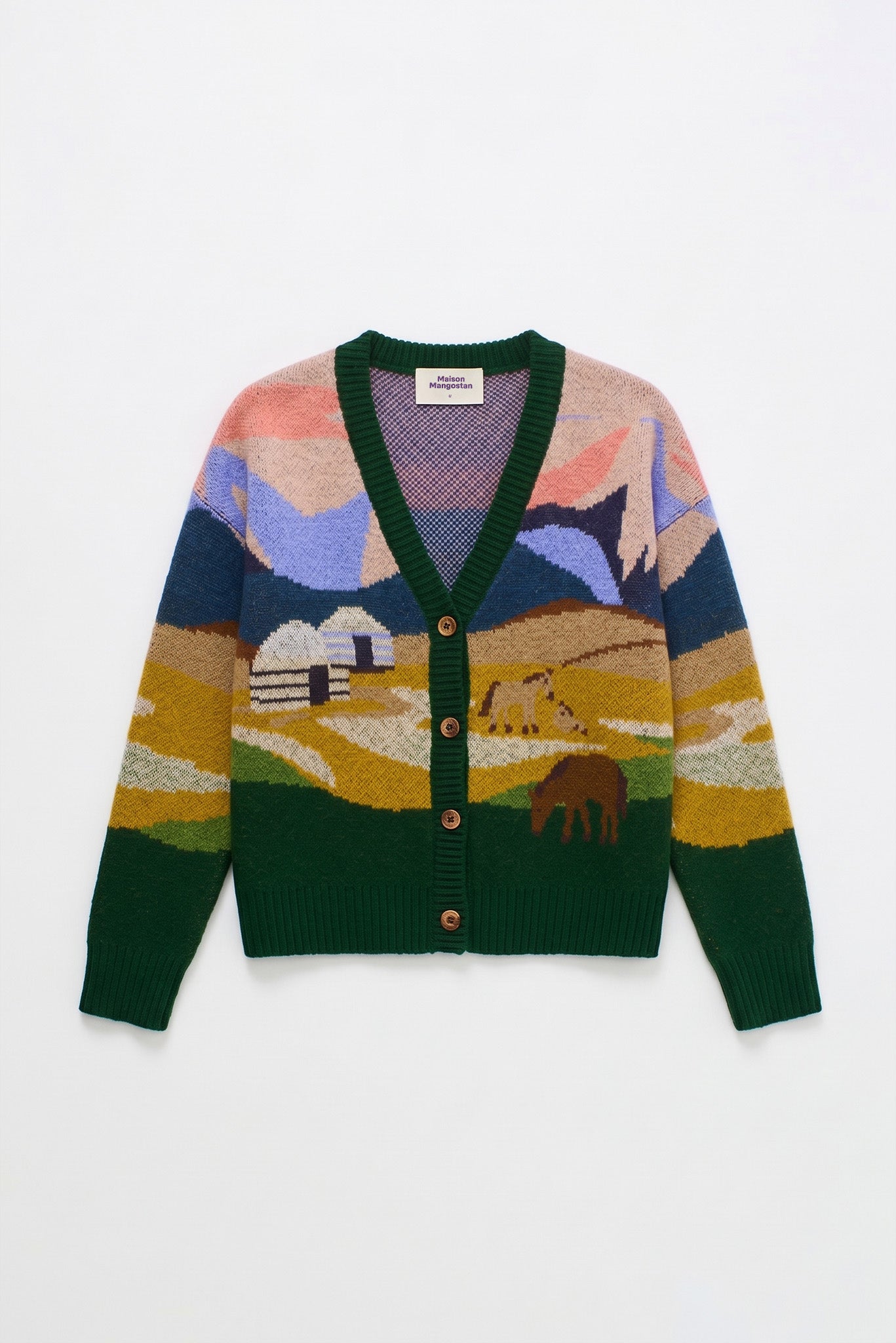 LANDSCAPE KNITTED CARDIGAN BEIGE