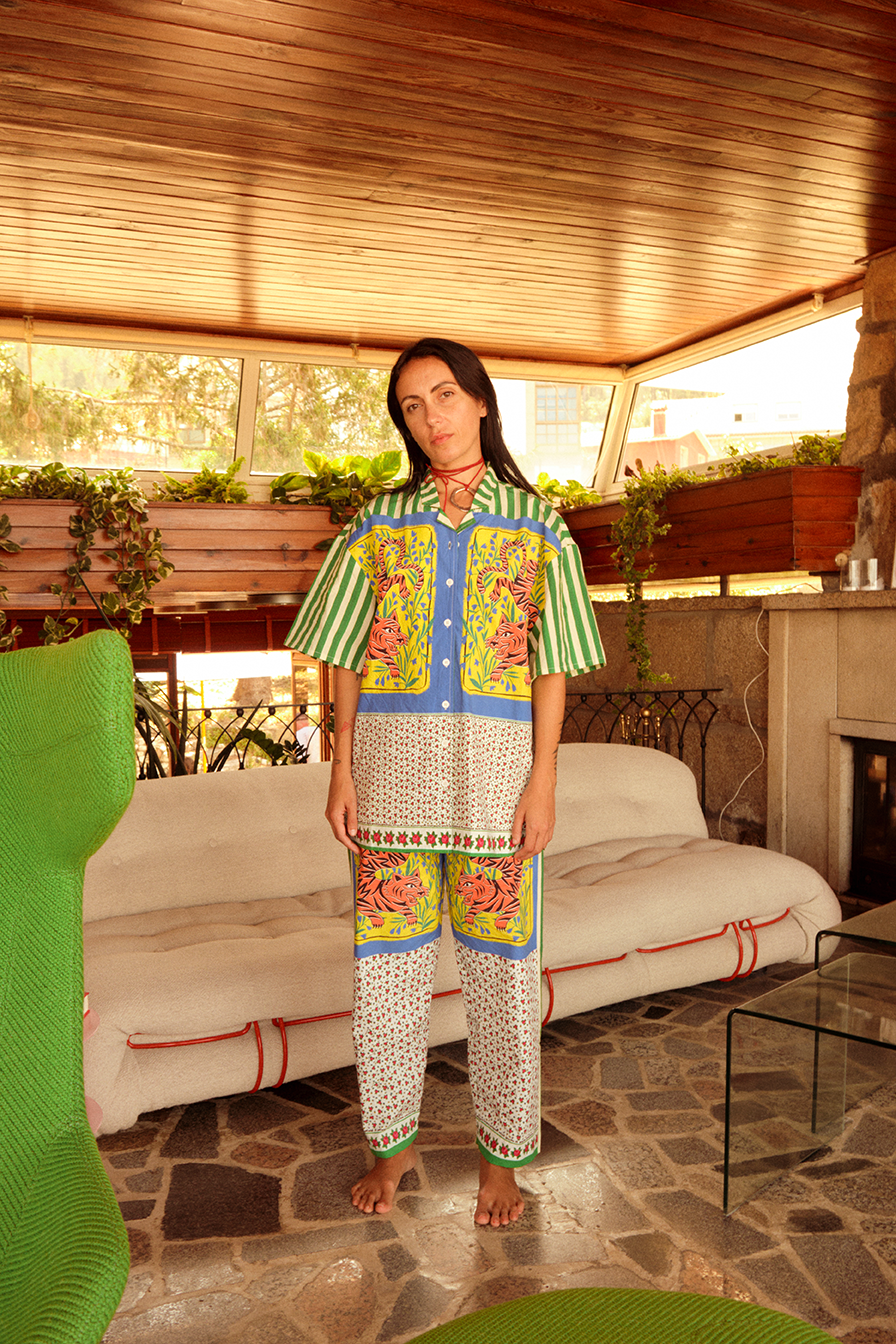 TIGER PATCHWORK SHIRT GREEN ADULT