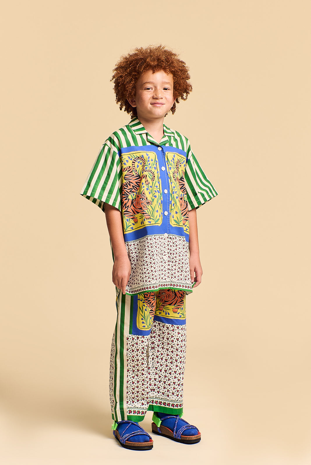 TIGER PATCHWORK TROUSERS GREEN