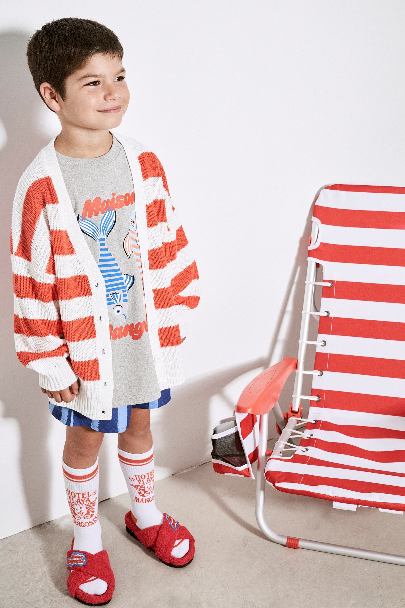 Stripe Cardigan Red/White