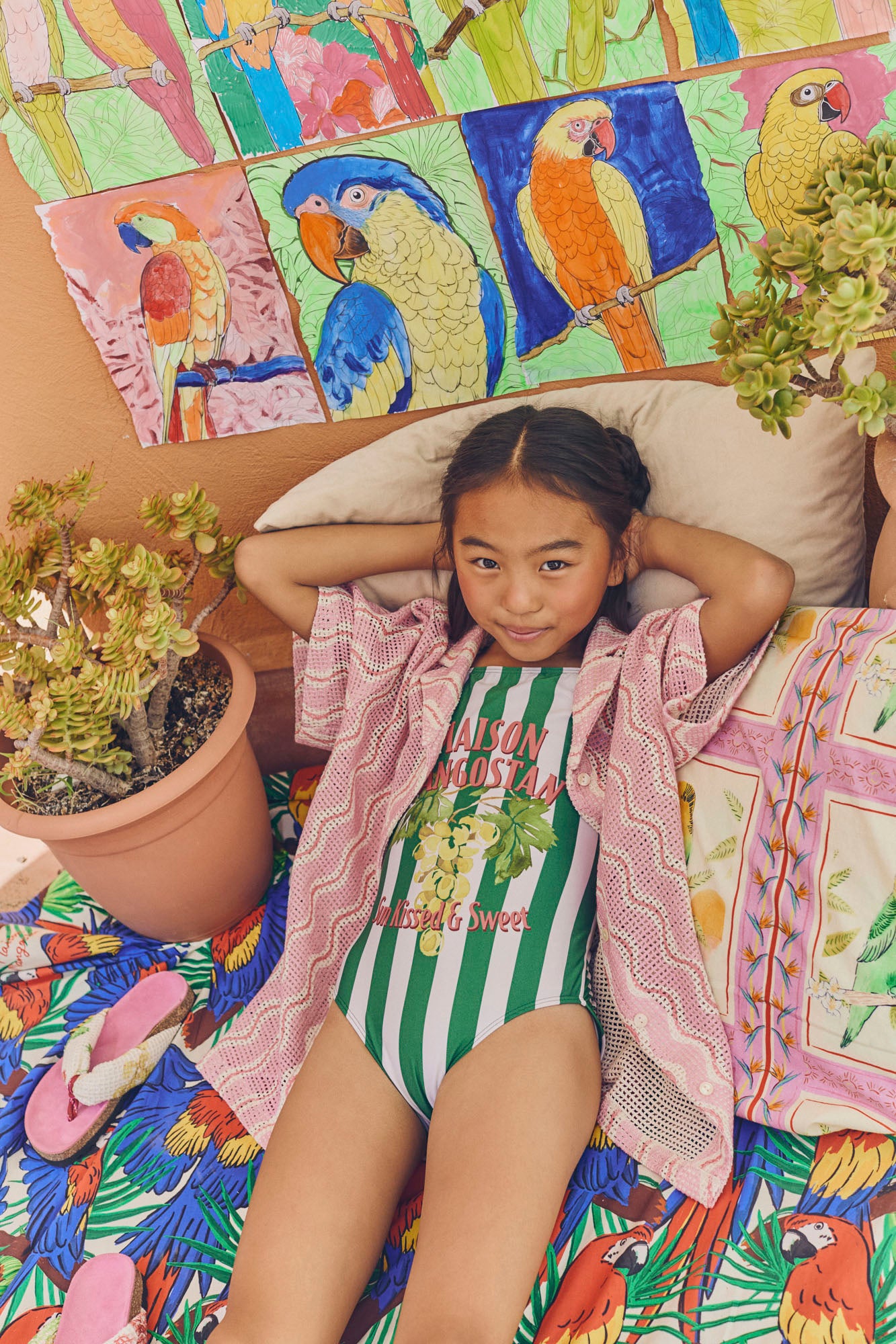 UVAS STRIPED SWIMSUIT GREEN