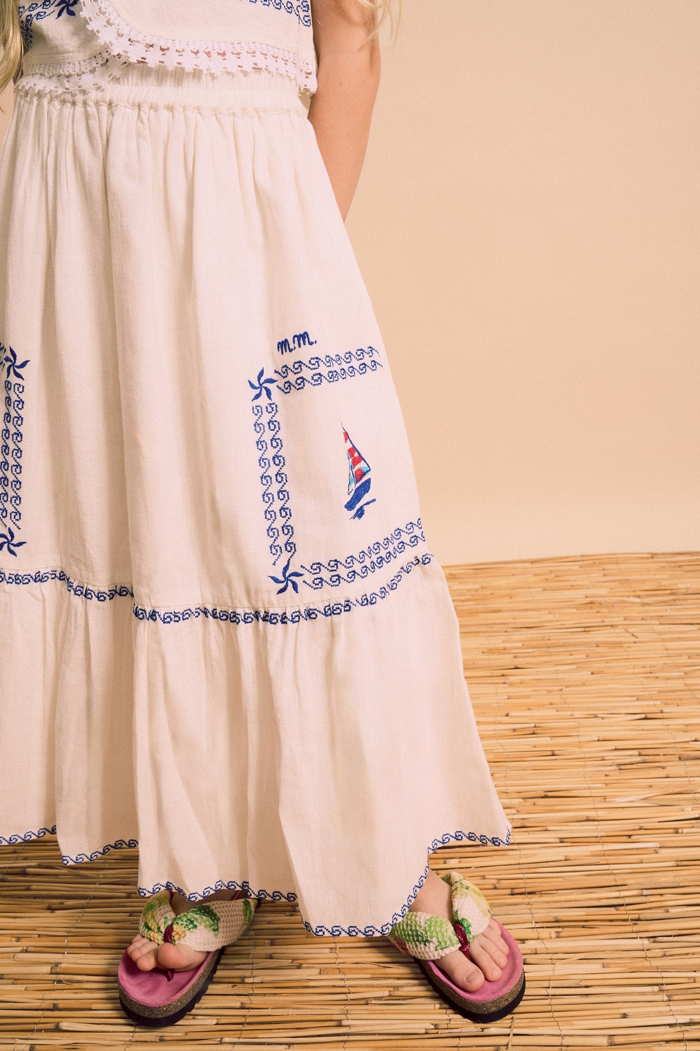 BARCOS EMBROIDERED SKIRT WHITE