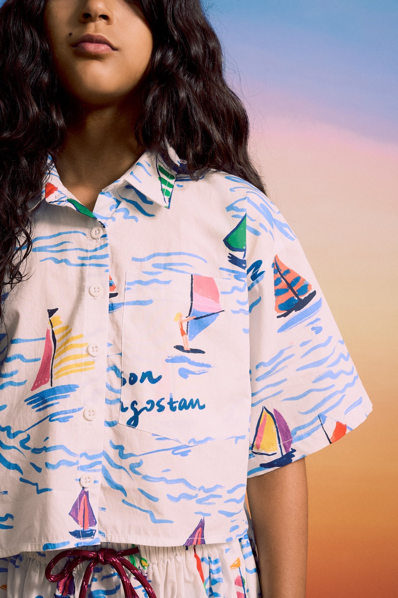 BARCOS CROPPED SHIRT WHITE