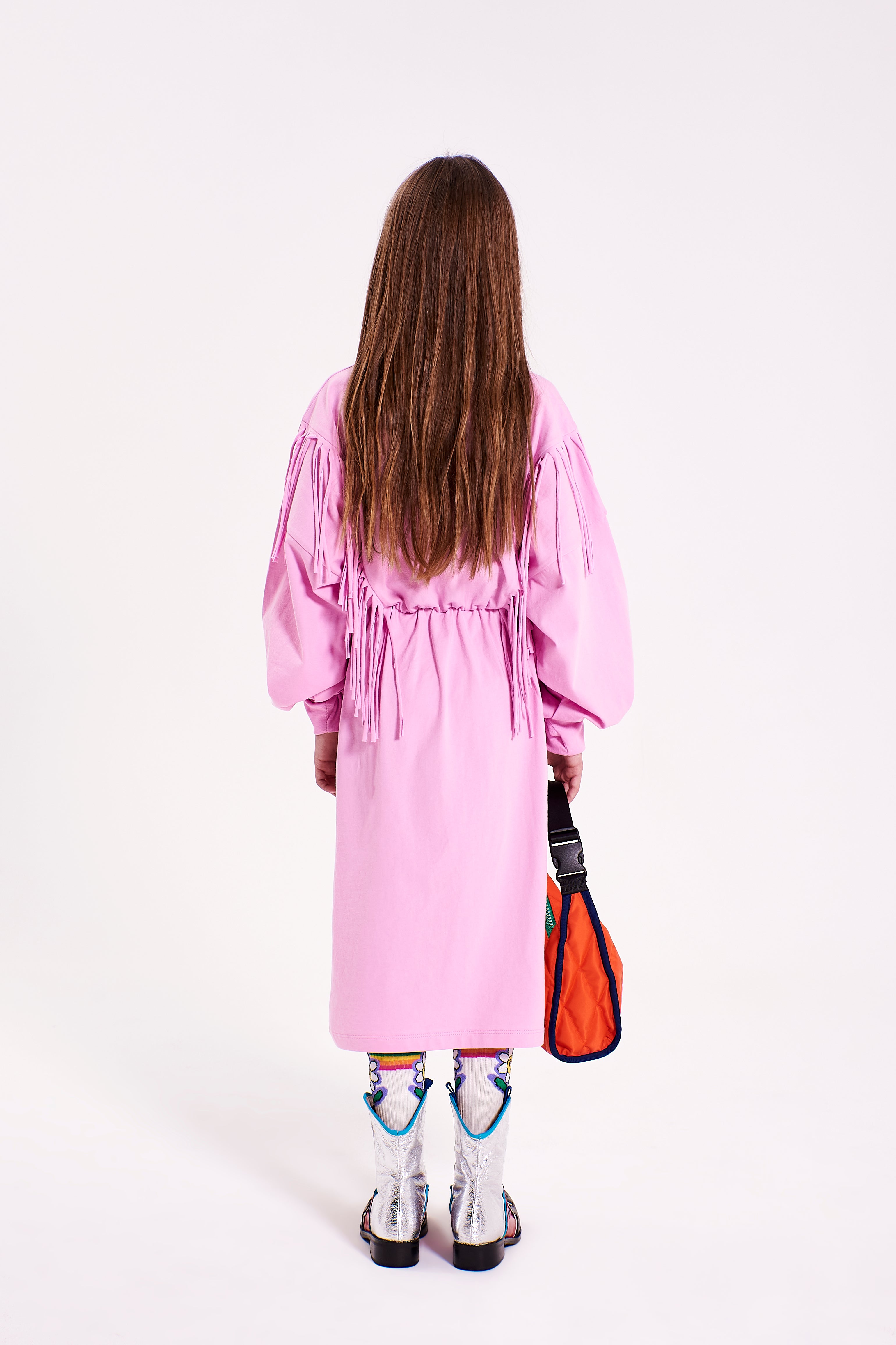 Kleid mit Fransen Rosa