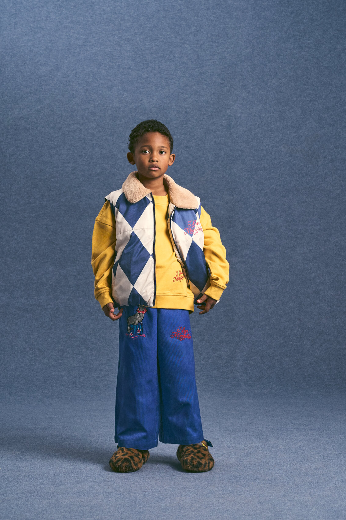 HARLEQUIN VEST BLUE/IVORY