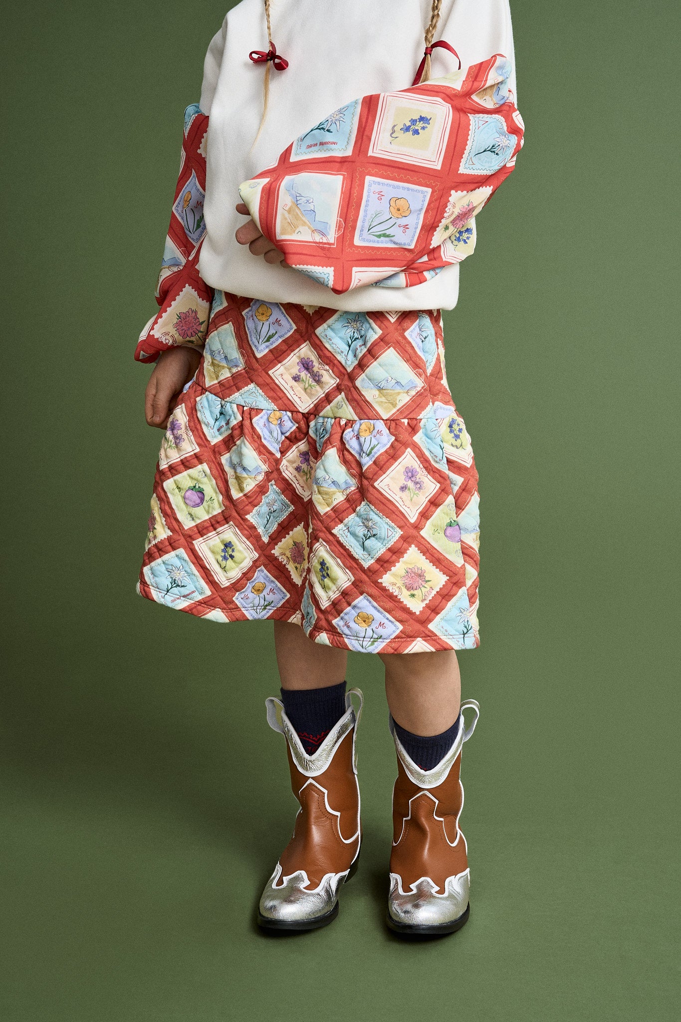 POSTCARD SATIN SLEEVES SWEATSHIRT CLOUDY WHITE