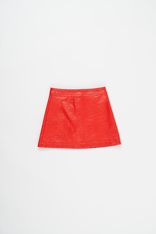 Wrinkled Patent Skirt