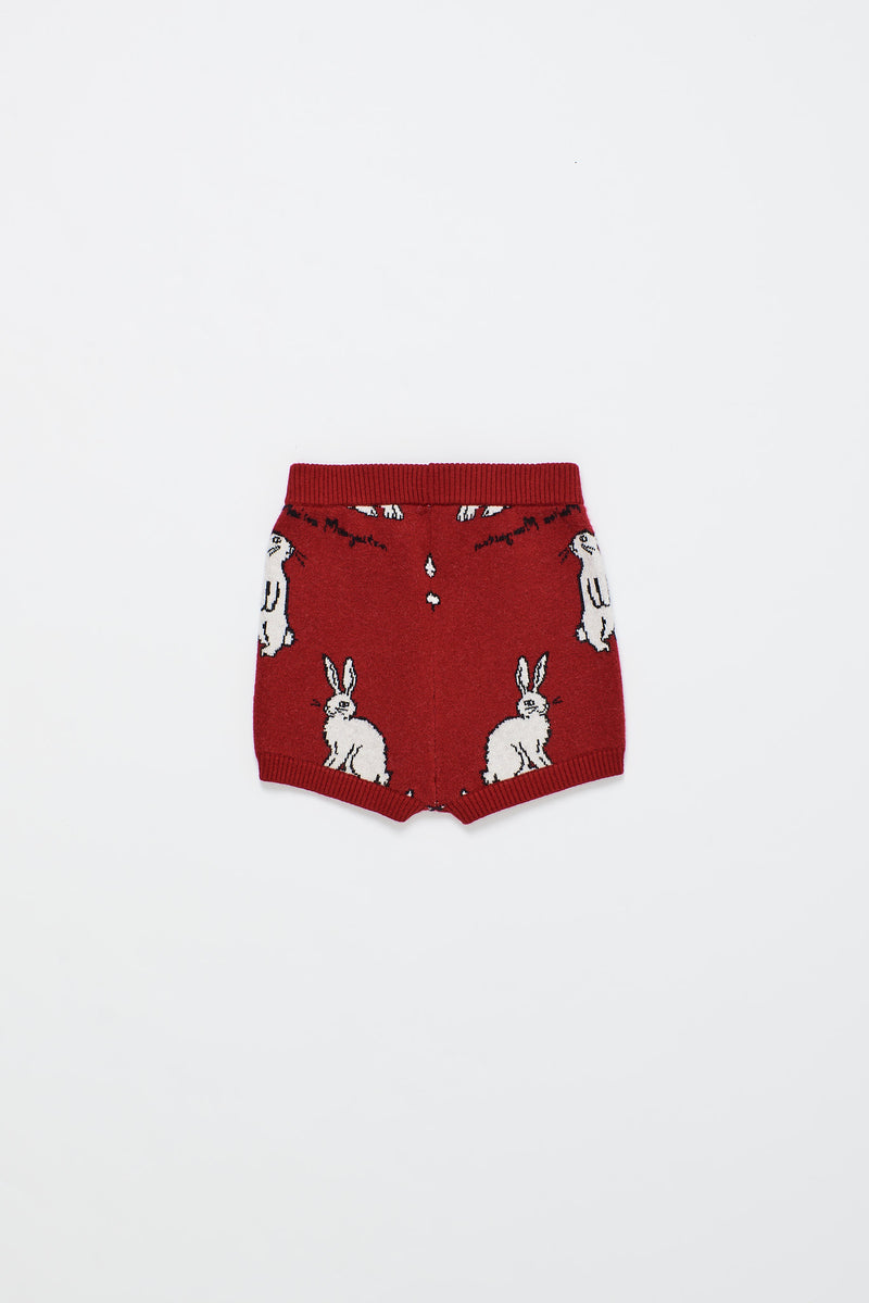 INTARSIA KANINCHEN STRICKSHORTS ROT 