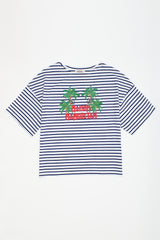 MONKEY STRIPES T-SHIRT WHITE/NAVY ADULT