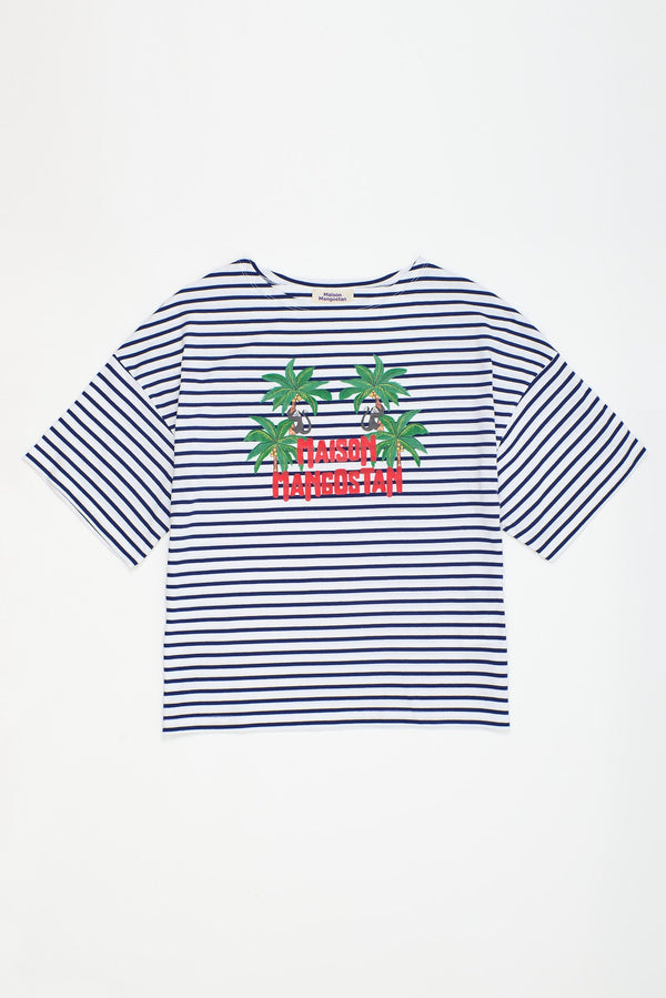 MONKEY STRIPES T-SHIRT WHITE/NAVY ADULT