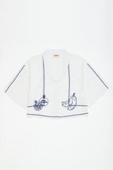 POMEGRANATE EMBROIDERY SHIRT WHITE ADULT