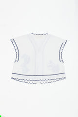 POMEGRANATE EMBROIDERY TOP WHITE ADULT