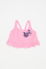 TOP AUS SPITZE MIT POMMEGRANATEN ROSA